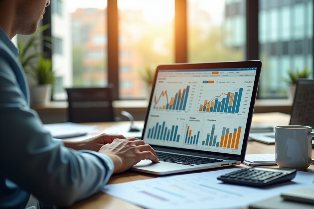 Personne d affaires analysant des graphiques financiers au bureau