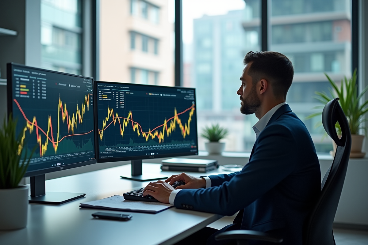 Analyste financier au bureau avec graphiques EBITDA