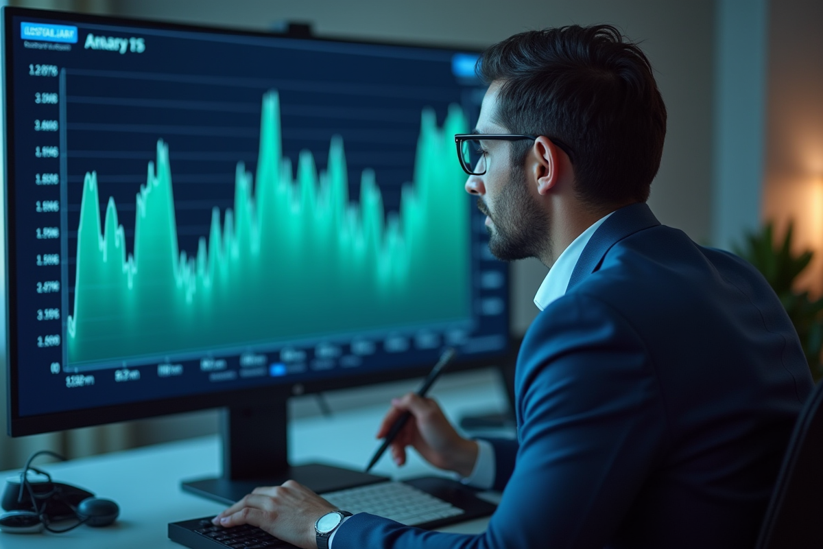 Analyste financier examinant le graphique annuel du S