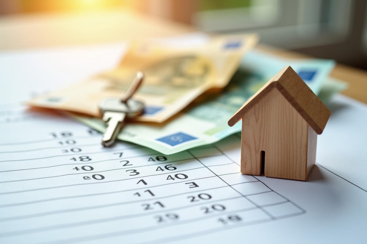 Euros et clé de maison sur un plan de remboursement