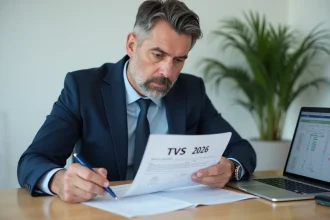 Comptable consultant le tableau TVS 2026 dans un bureau professionnel