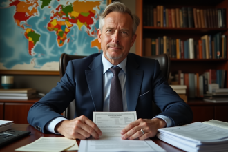 Economiste homme en costume dans un bureau professionnel