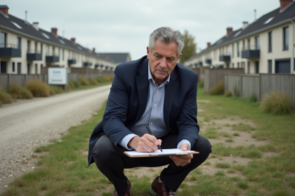 Expert immobilier étudiant un terrain résidentiel en France