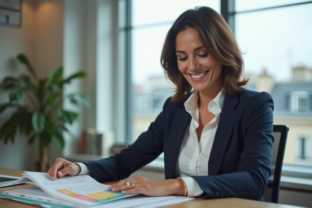 Femme d affaires française en réunion dans un bureau moderne