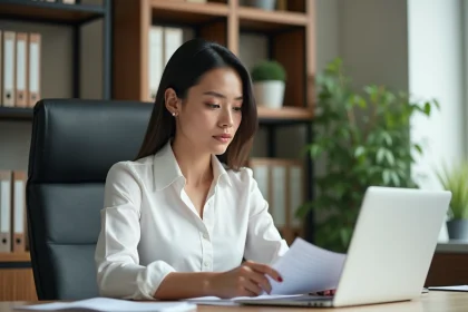 Femme professionnelle travaillant &agrave; son bureau &agrave; domicile