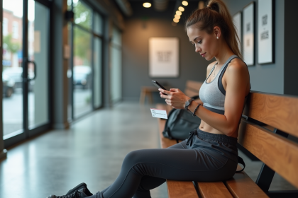 Jeune femme en sport dans une salle de gym moderne