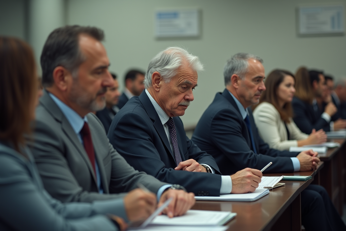 Groupe de professionnels en attente dans un bureau