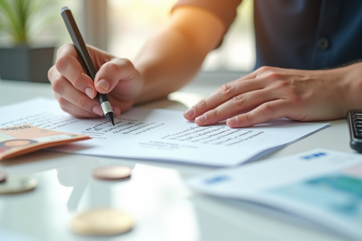 Mains utilisant un marqueur pour souligner un rapport financier