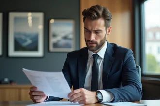 Homme d'affaires en costume dans un bureau moderne