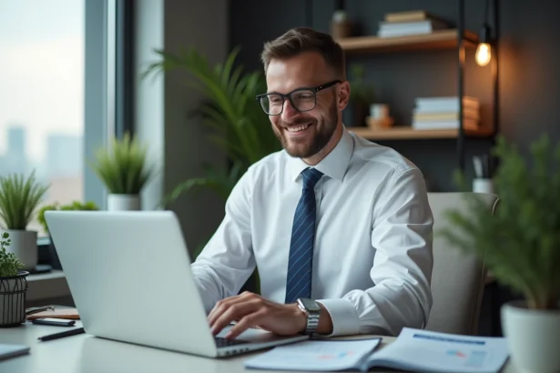 Homme d'affaires concentré sur ses rapports financiers