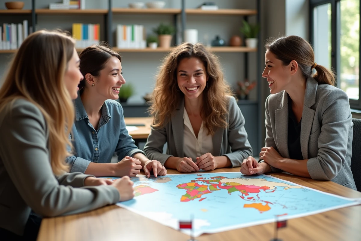 Jeunes professionnels discutant autour d