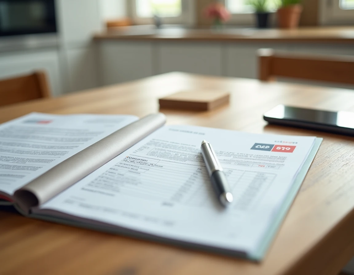Livret d'épargne et relevé de compte CCP de La Banque Postale posés sur une table avec un smartphone