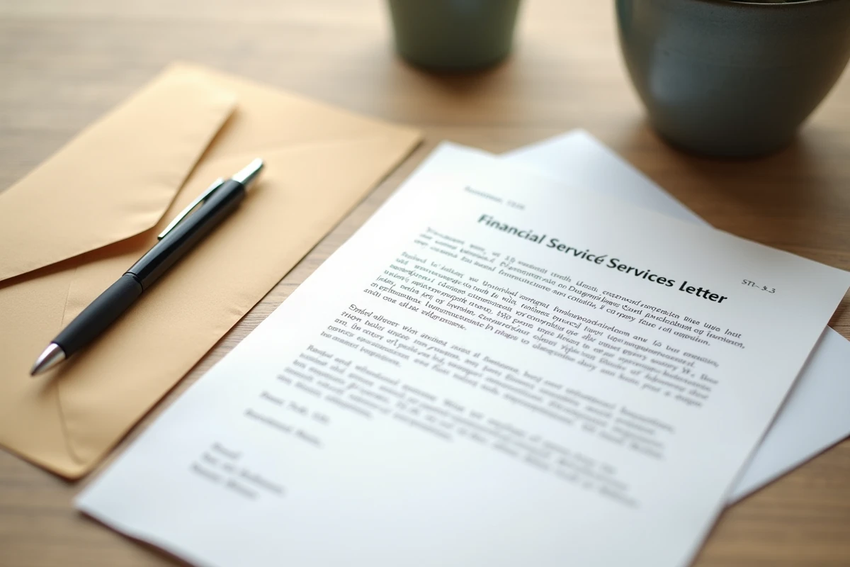 Courrier officiel adressé au service client Cofica Bail posé sur un bureau avec enveloppe et stylo