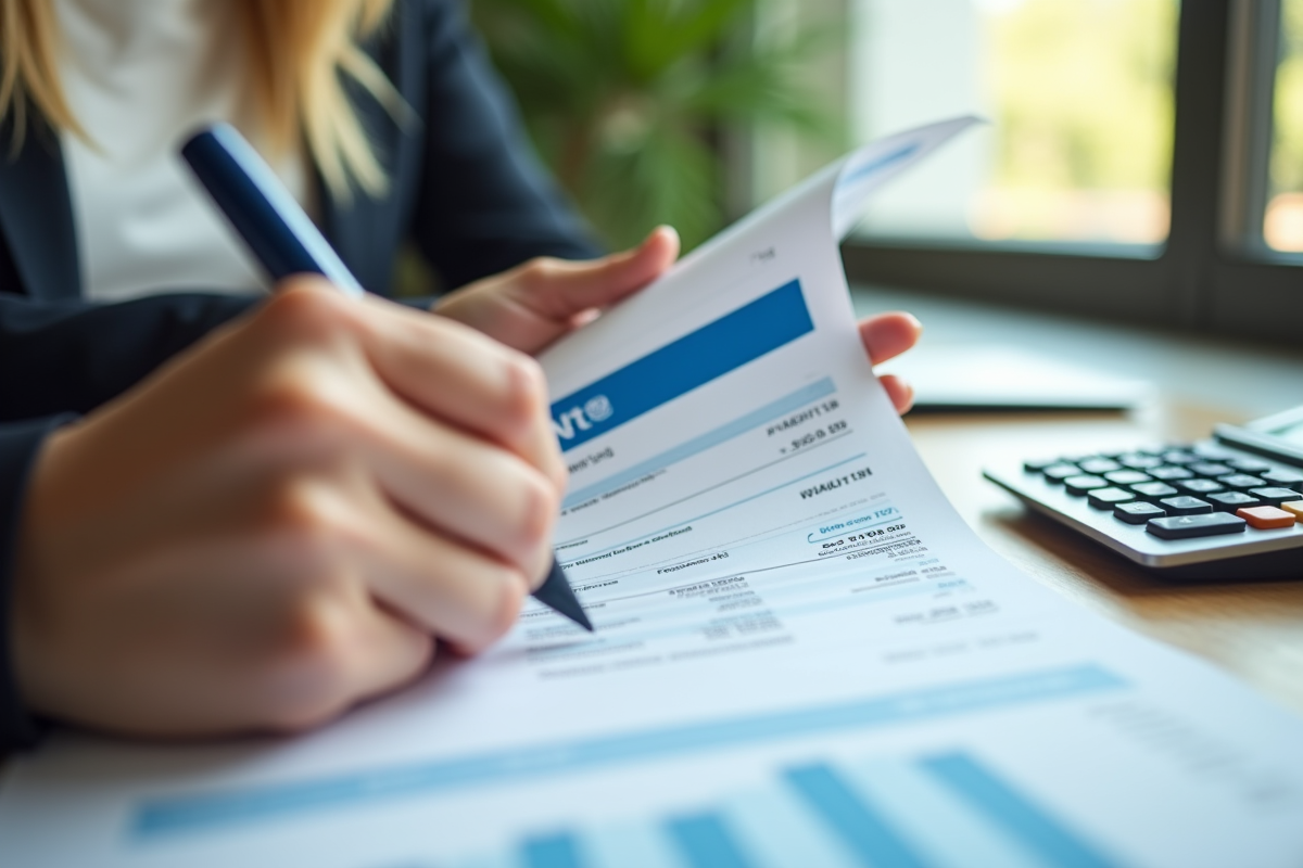 Détail de relevé bancaire avec retraits PayPal et calculatrice en lumière naturelle